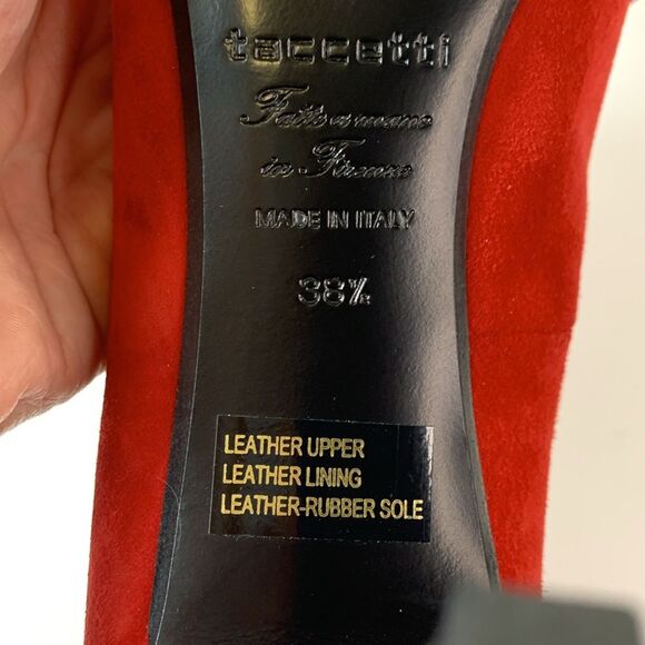 Creazione Taccetti Italian Red Suede Bow Detail Pointed Toe Heels Size 38.5/8US - Picture 10 of 15
